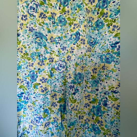 Blue and green floral nightgown with cute bow and ruffle hem - Picture 2 of 4